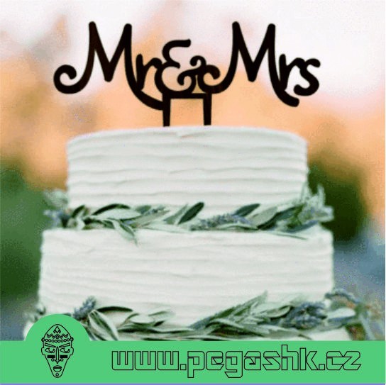 DŘEVĚNÝ SVATEBNÍ ZÁPICH - Mr & Mrs Cake Topper 2